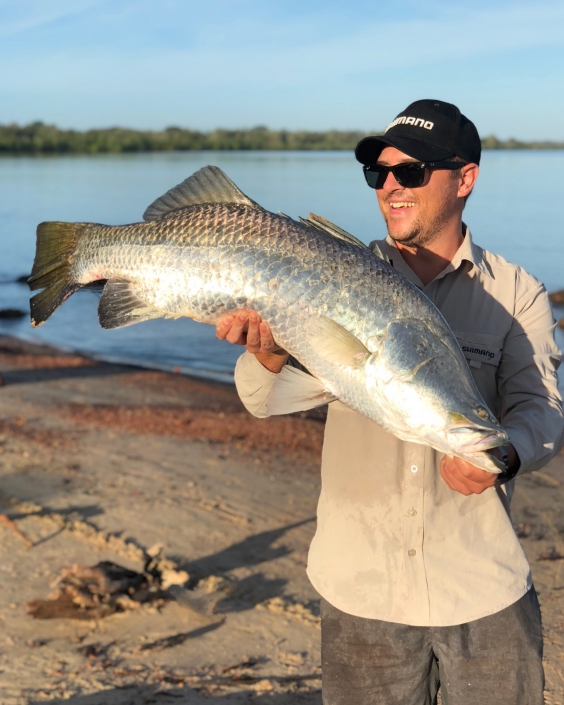 Tackle World's Local Hero Nick with a beach caught Barra in Weipa