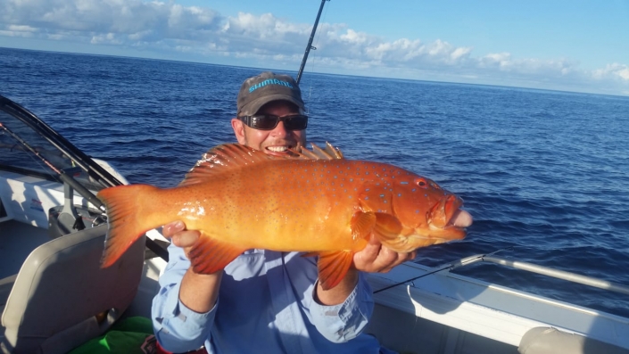 Tackle World's Local Hero Mick Lawrance with his first Coral Trout